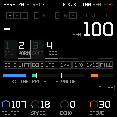 Perform: mutes, scenes, punch-ins, throws