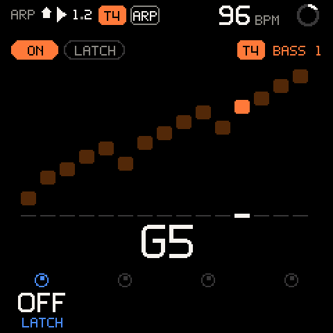 ARP: RAND over three octaves, SHIFT row