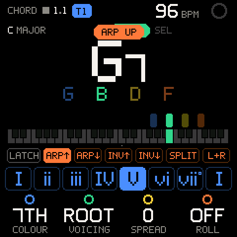 CHORD: G7, ARP UP