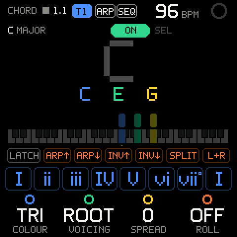 CHORD with ARP and SEQ on (header badges)