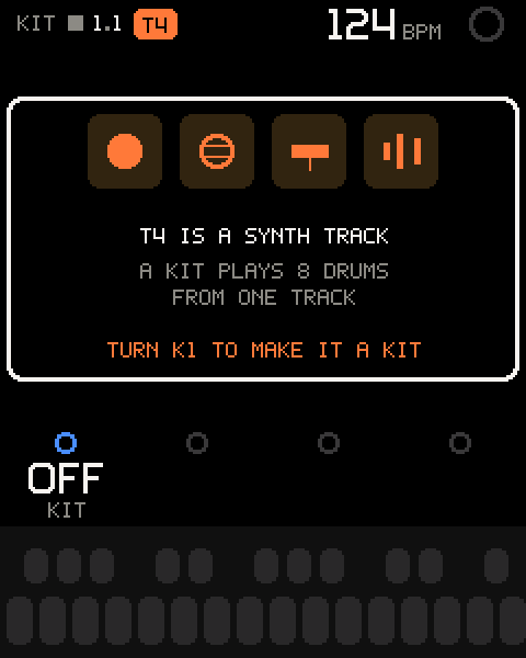 KIT on a synth track: turn K1 to make it a KIT