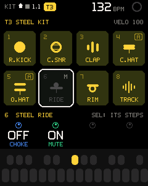 SHIFT held on pad 6: CHOKE and MUTE