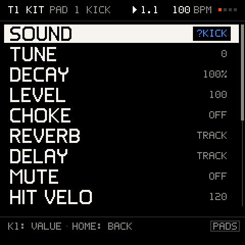 A missing sound in the PAD menu: ?KICK