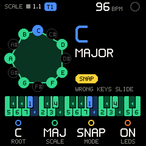 SCALE: C major with the stock transpose at +2