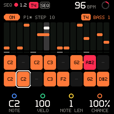SEQ: T4's pattern playing while recording