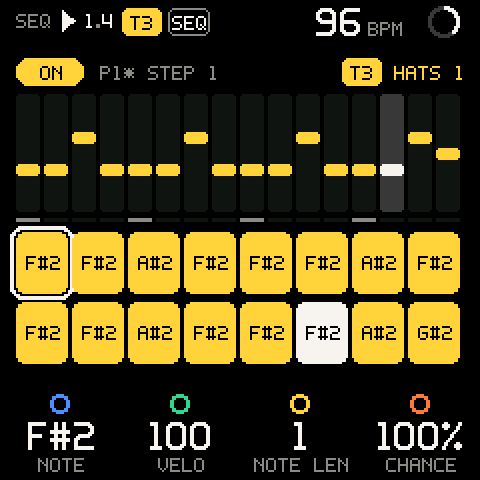 SEQ: T3's pattern while T4's plays