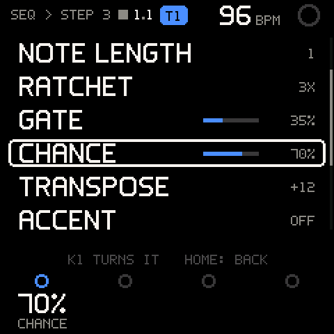 SEQ > STEP 3, its settings
