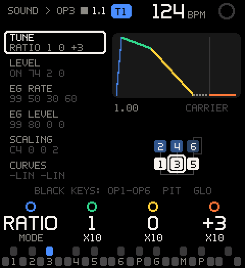 Hold SEL: X10 under the numbers of OP3's TUNE row, not under MODE