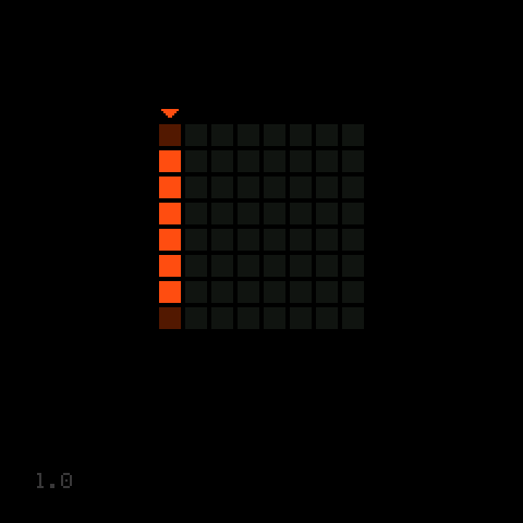 The boot screen: a playhead writes the G one step at a time