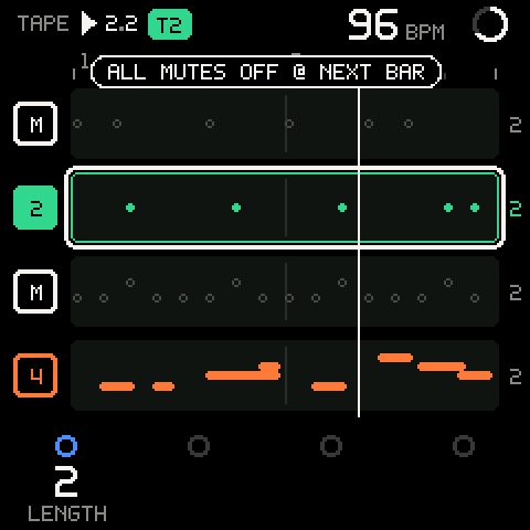 SHIFT + the top E: every mute off, on the next bar
