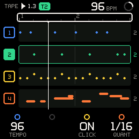The cursor on the ruler: the tape's settings