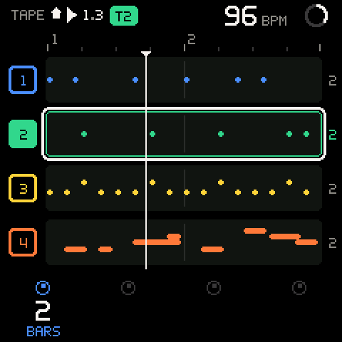SHIFT held: the track's second row, BARS