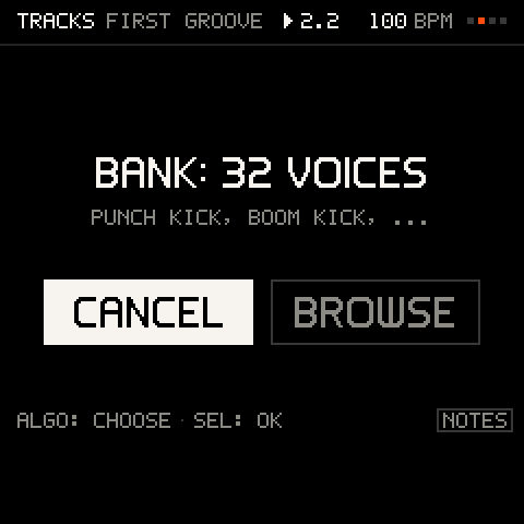 Groove OS: a DX7 bank arriving over MIDI, and the MIDI settings
