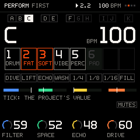 PERFORM: the mutes landed together on the bar.