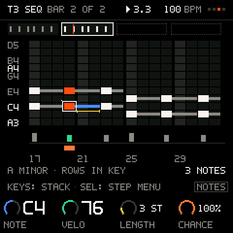 Bar 2 of a two-bar chord pattern; the bar strip above shows both.
