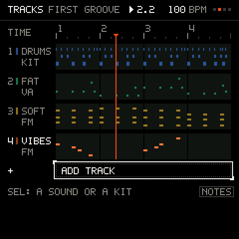 + ADD TRACK under the lanes: up to eight tracks.