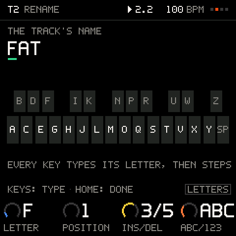 RENAME: every key types its letter.
